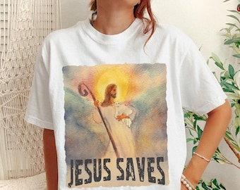 Jesus Saves Graphic Tee: Unisex Cotton Comfort Colors Shirt