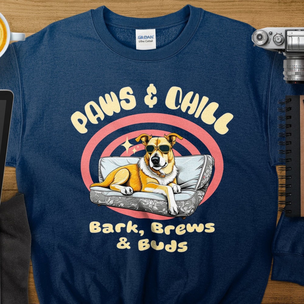 Paws & Chill Animal Sweatshirts For Women, Dog Paw Print Sweatshirt, Cute Animal Print Sweatshirt, Soft Fuzzy Sweatshirts, Dog Mom