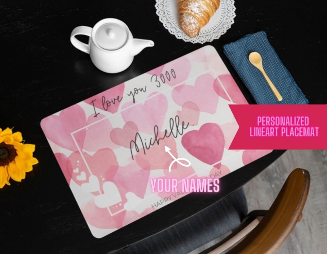 Custom Valentine Placemat, Personalized Childrens Placemat