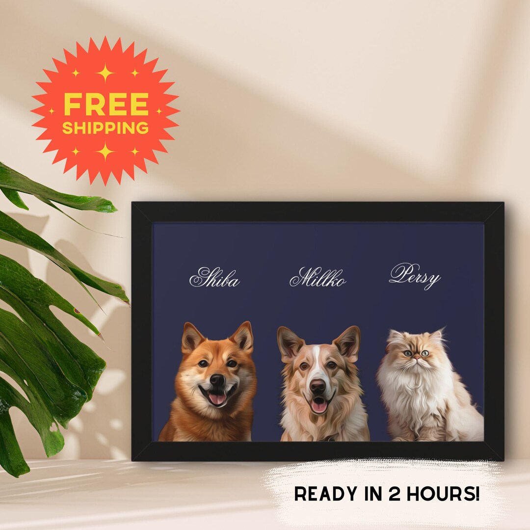 Custom Pet Potrait From Picture Digital Oil Painting Style Gift, Custom