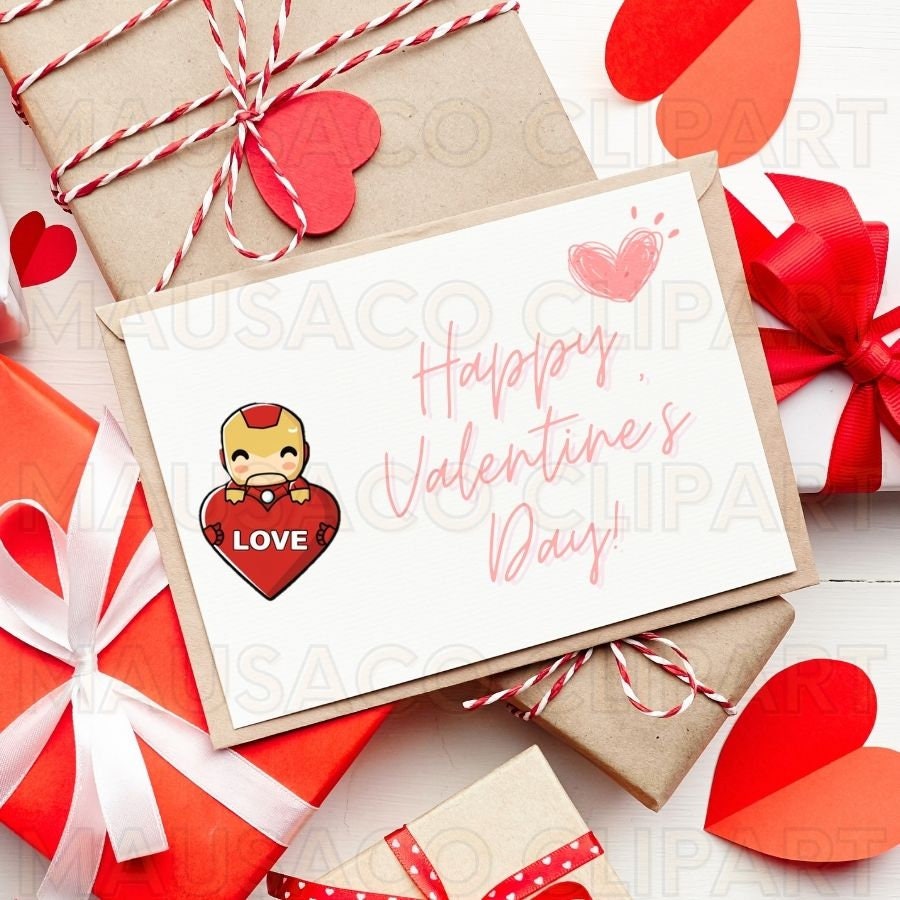 Superhero Valentines 25 PNG Clipart Bundle, Commercial Use Design ...