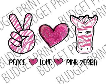 Peace Love Pink Zebra SVG vector AI