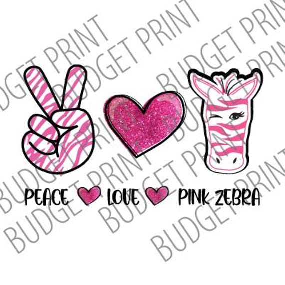 Peace Love Pink Zebra SVG vector AI