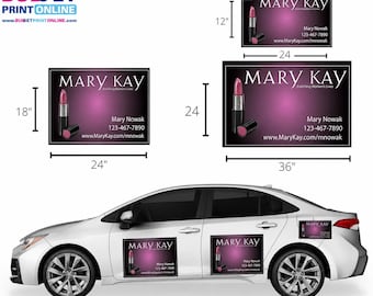 Customizable Mary Kay Car Magnet: Purple Style C (24"W x 12"H)