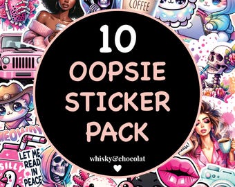Oops Mystery Sticker Grab Bag, 10 Stickers, Oops Stickers, B Grade Sticker Pack, Vinyl Waterproof Stickers, Sticker Bundle, Mystery Grab bag