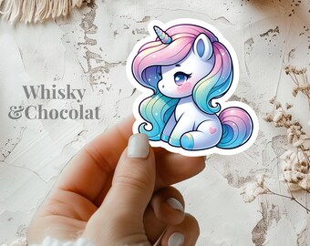 Cute Pastel Unicorn Sticker, Kawaii Unicorn, Cute Kawaii Stickers, Vinyl Sticker, Fantasy Stickers, Laptop Stickers, Planner Stickers