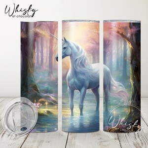 Digital Unicorn Tumbler Wrap, Fantasy Tumbler Wrap, Enchanted Forest Tumbler Wrap, 20oz Skinny Tumbler Wrap, Rechte en taps toelopende Tumbler Wrap