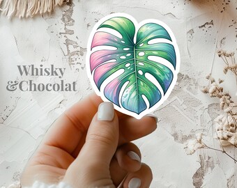 Monstera Leaf Stickers, Watercolor Sticker, Plant Lovers, Botanical Sticker, Monstera art, Matte Vinyl Die Cut Sticker, Monstera Plant