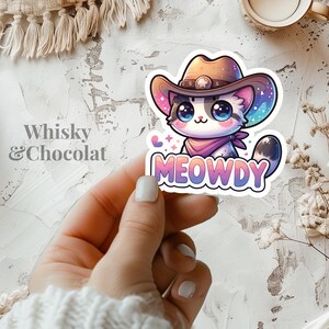 Cute Cowboy Cat Sticker, Meowdy, Western Sticker, Matte Vinyl Die Cut, Cat Lover, Cat Sticker, funny cat, Laptop Stickers, Planner Stickers