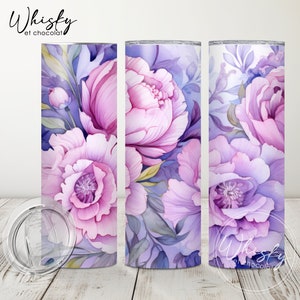 Digital Floral Tumbler Wrap, Watercolor flowers tumbler Wrap, Beautiful Flowers, Colorful Flowers, 20oz Skinny Tumbler Wrap