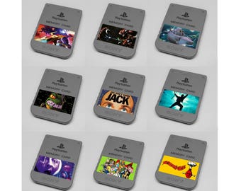 Custom Misc All-Stars (Centipede, You Don't Know Jack, Pitfall, Bust of Groove) PlayStation Memory Card Stickers - Catalog #4 - You Pick!