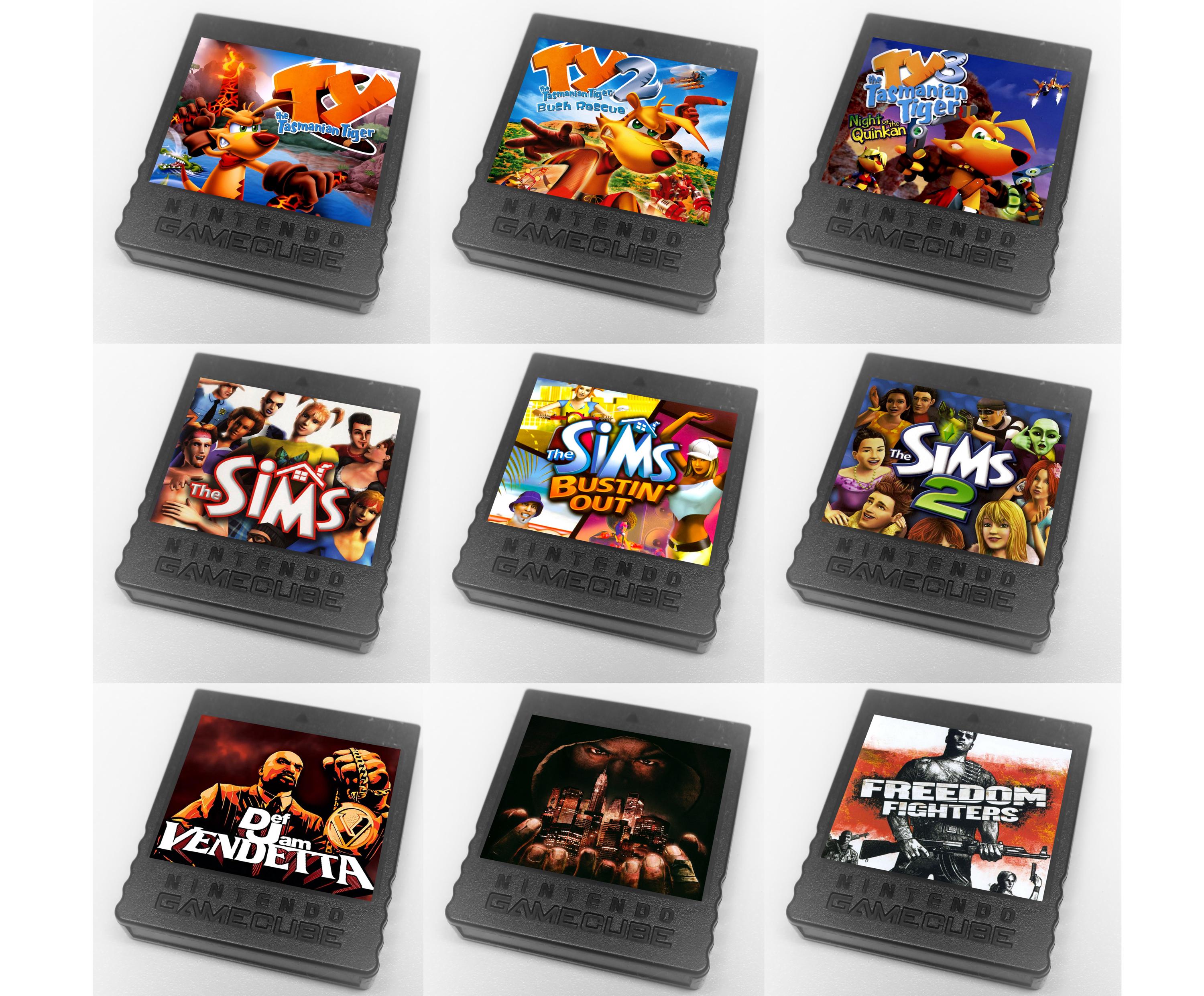Custom Misc EA (Ty the Tasmanian Tiger, The Sims, Def Jam) Nintendo GameCube Memory Card Stickers - Catalog #1 - You Pick!