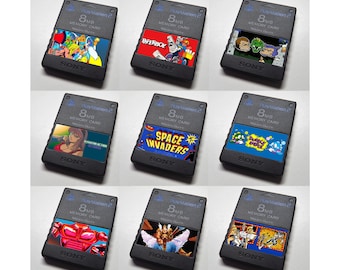 Custom Taito and Midway Arcade (Space Invaders, Elevator Action, Joust, Rampage) PlayStation Memory Card Stickers