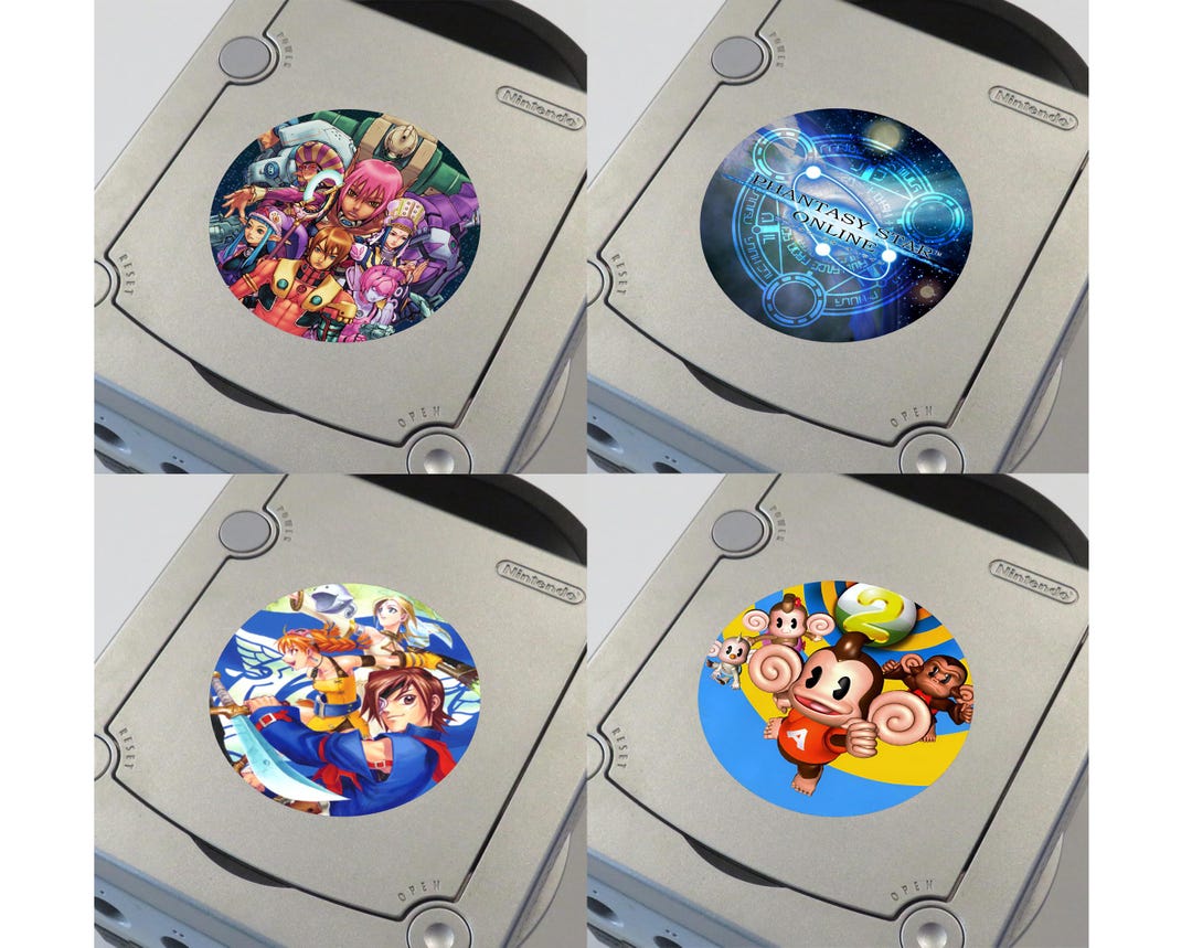 Gamecube Customization Sticker Custom Misc SEGA (phantasy Star Online, Super Monkey Ball, Skies of ...