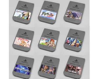 Custom Misc Square Enix (Saga Frontier, Star Ocean, Front Mission) PlayStation 1 (PS1) Memory Card Stickers - Catalog #3 - You Pick!