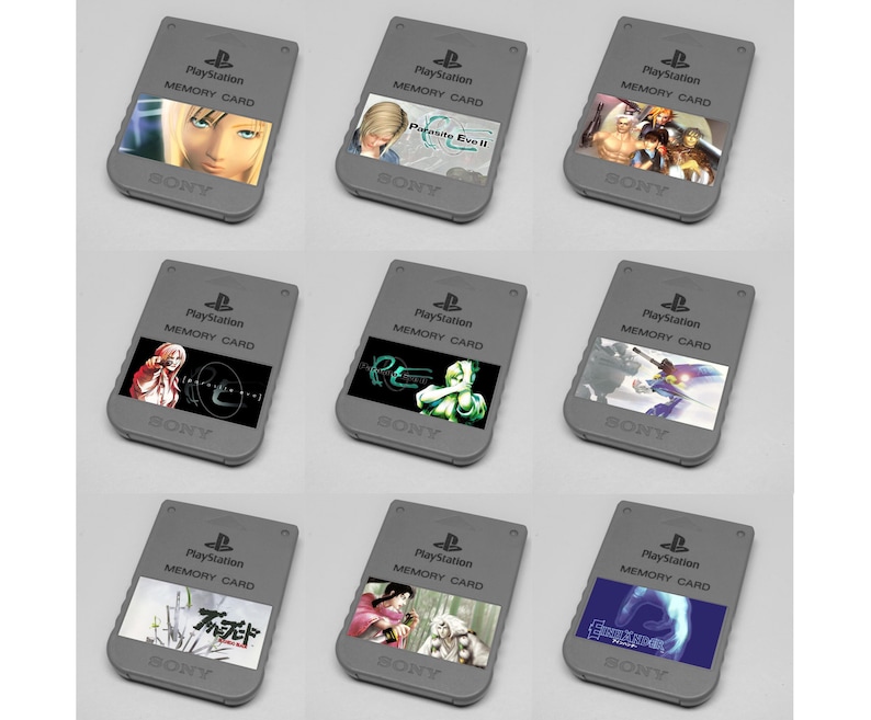 Custom Misc Square Enix (Parasite Eve, Bushido Blade, Einhander) PlayStation 1 (PS1) Memory Card Stickers - Catalog #2 - You Pick! image 1