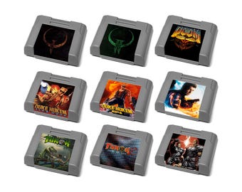Custom Misc FPS Games (Quake, DOOM, Duke Nukem, 007, Turok) Nintendo 64 (N64) Memory Card and Rumble Pak Stickers