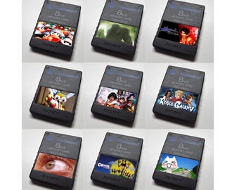 Custom Misc Sony (Ape Escape, Arc the Lad, Shadow of the Colossus) PlayStation 2 (PS2) Memory Card Stickers - Catalog #3 - You Pick!