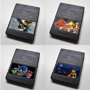Custom Ratchet and Clank, Sly Cooper, Jak and Daxter PlayStation 2 (PS2) Memory Card Stickers - You Pick!