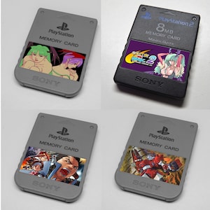 Custom Capcom Fighting Games (Darkstalkers, Rival Schools, Cyberbots) PlayStation Memory Card Stickers