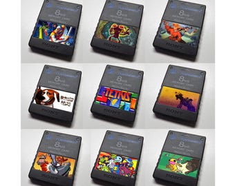 Custom Misc All-Stars (Psychonauts, Monkey Island, Tetris, Lumines, Bust A Move) PlayStation 2 (PS2) Memory Card Stickers - Catalog #2