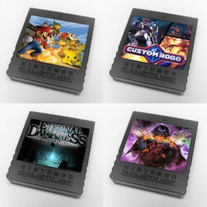 Pegatinas personalizadas para tarjetas de memoria de Nintendo GameCube (Super Smash Bros Melee, Custom Robo, Eternal Darkness, Odama) - Catálogo n.° 1