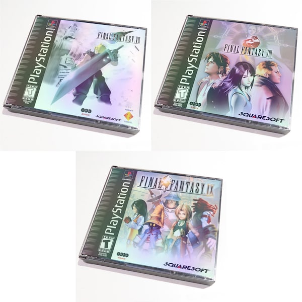 Custom Final Fantasy PlayStation (PS1) Holographic Cover Art Inserts / Stickers