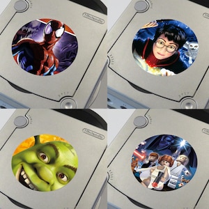 Custom Misc Licensed (Marvel, Harry Potter, Star Wars, Shrek, LotR, TMNT, Godzilla) Nintendo GameCube Console Jewel Stickers -  You Pick!