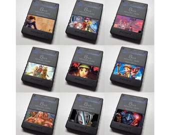 Custom Misc Sony (Wild Arms, Dark Cloud, EverQuest) PlayStation 2 (PS2) Memory Card Stickers - Catalog #2 - You Pick!