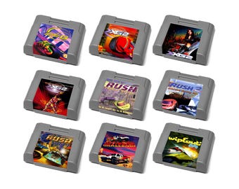 Custom Racing Games (Extreme G, San Francisco Rush, Wipeout 64) Nintendo 64 (N64) Memory Card and Rumble Pak Stickers