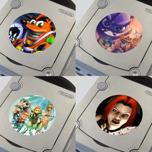 Custom Misc (Crash, Spyro, Metal Gear Solid, Harvest Moon, Final Fantasy, Sims, Tomb Raider, Ty) Nintendo GameCube Console Jewel Stickers