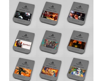 Custom Misc All-Stars (Blaster Master, Galerians, Hexen, MDK, Powerslave) PlayStation 1 (PS1) Memory Card Stickers - Catalog #3 - You Pick!