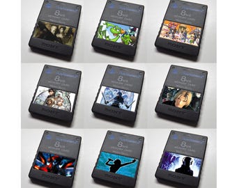 Custom Misc Konami (Contra, Frogger, Suikoden, Zone of the Enders, Karaoke Revolution, Beatmania) PlayStation 2 (PS2) Memory Card Stickers
