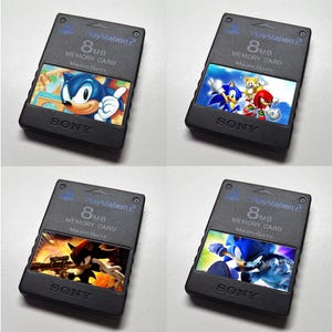 Custom Misc Sonic The Hedgehog PlayStation 2 (PS2) Memory Card Stickers - You Pick!