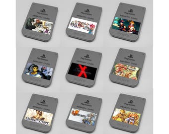 Custom Misc Square Enix (Chrono Trigger, Xenogears, Vagrant Story) PlayStation 1 (PS1) Memory Card Stickers - Catalog #1 - You Pick!