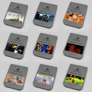 Custom Classic PC (Myst, Riven, Worms, Command and Conquer, Warcraft, Diablo) PlayStation (PS1) Memory Card Stickers - You Pick!