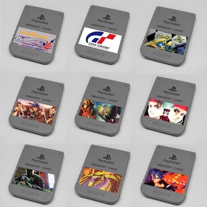 Custom Misc Sony (Wipeout, Gran Turismo, Wild Arms, Legend of Dragonoon) Playstation 1 (PS1) Memory Card Aufkleber - Katalog #2 - Du wählst!