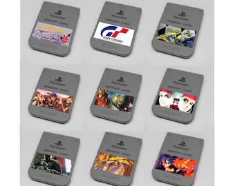 Custom Misc Sony (Wipeout, Gran Turismo, Wild Arms, Legend of Dragoon) PlayStation 1 (PS1) Memory Card Stickers - Catalog #2 - You Pick!
