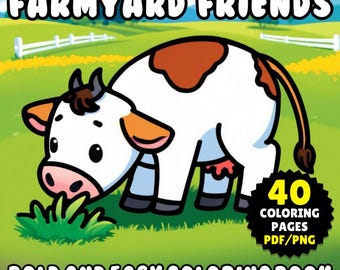 Farmyard Fun - Farm Coloring Book Bold and Easy Scenes Digital Coloring Book Adult Simple Design Cozy Coloring Pages Kids Printable