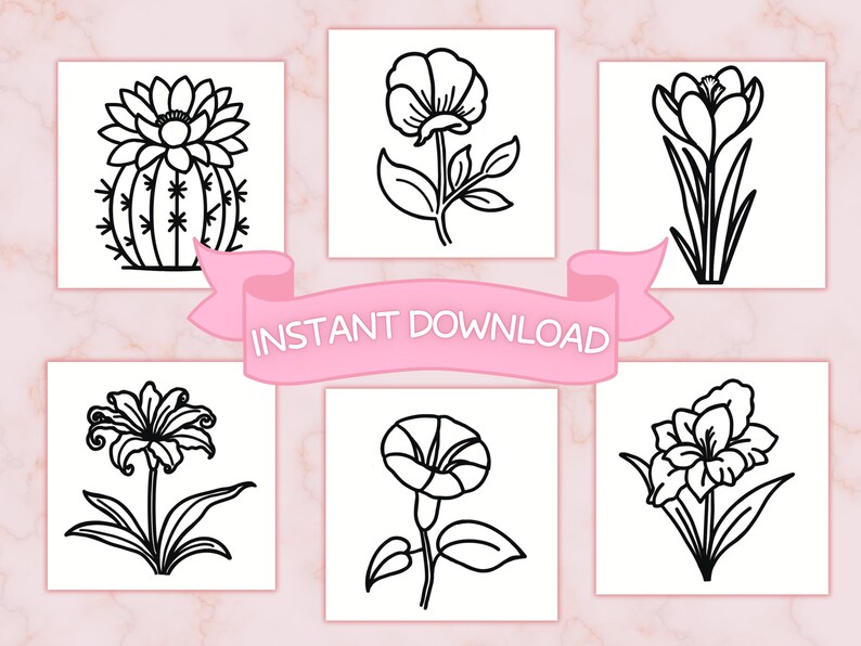 In Full Bloom - Coloring Book Bold and Easy Digital Coloring Book Adult ...