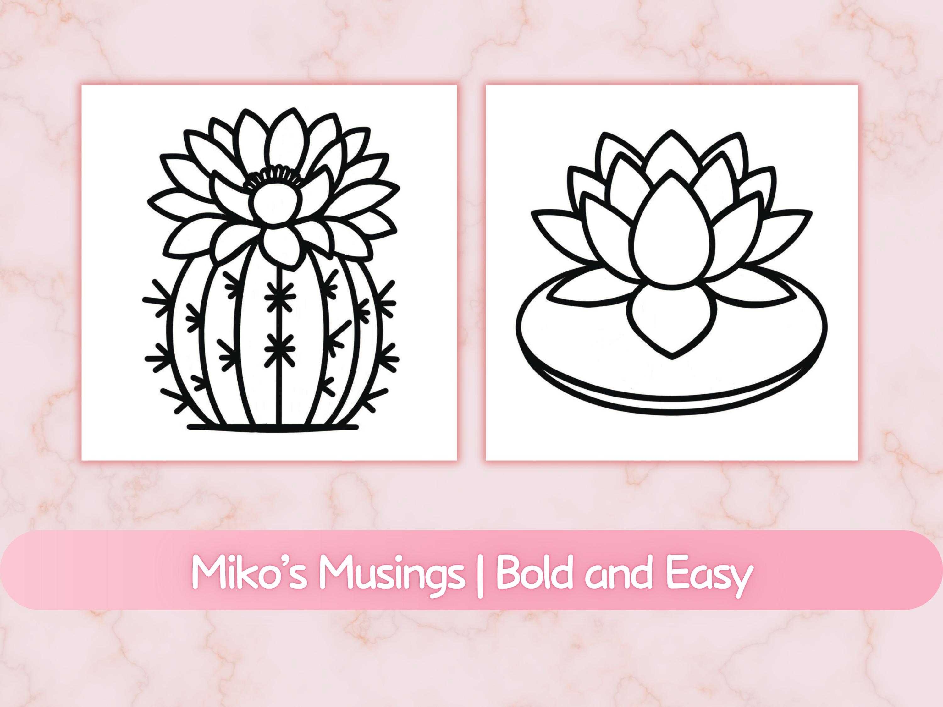 In Full Bloom - Coloring Book Bold and Easy Digital Coloring Book Adult ...
