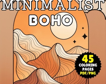 Minimalist BOHO - Coloring Book Bold and Easy BOHO Designs Digital Coloring Book Adult Simple Patterns Design Cozy Coloring Pages Printable