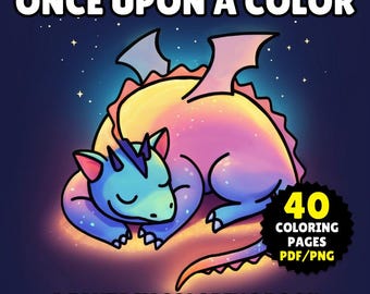 Once Upon a Color - Fantasy Coloring Book Bold and Easy Scenes Digital Coloring Book Adult Simple Design Cozy Coloring Pages Kids Printable