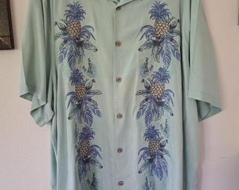 Tommy Bahama 4XL Embroidered Button Down Aloha Shirt 100% Silk