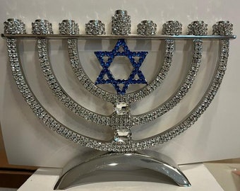 Bougie Menorah juive en cristal - Étoile de David