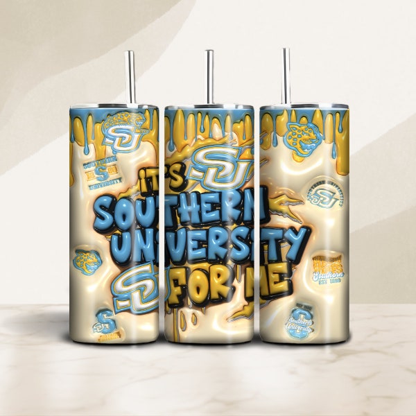3D Inflated Southern University 20oz Tumbler Sublimation Design