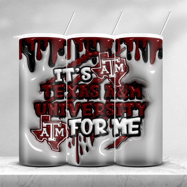 3D Inflated Texas A&M University 20oz Tumbler Sublimation Design