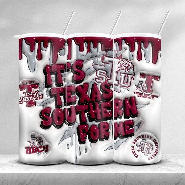 3D Inflated Texas Southern University 20oz Tumbler Sublimation Design