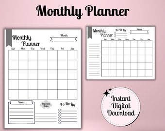 Undated Monthly Planner - Blank Printable