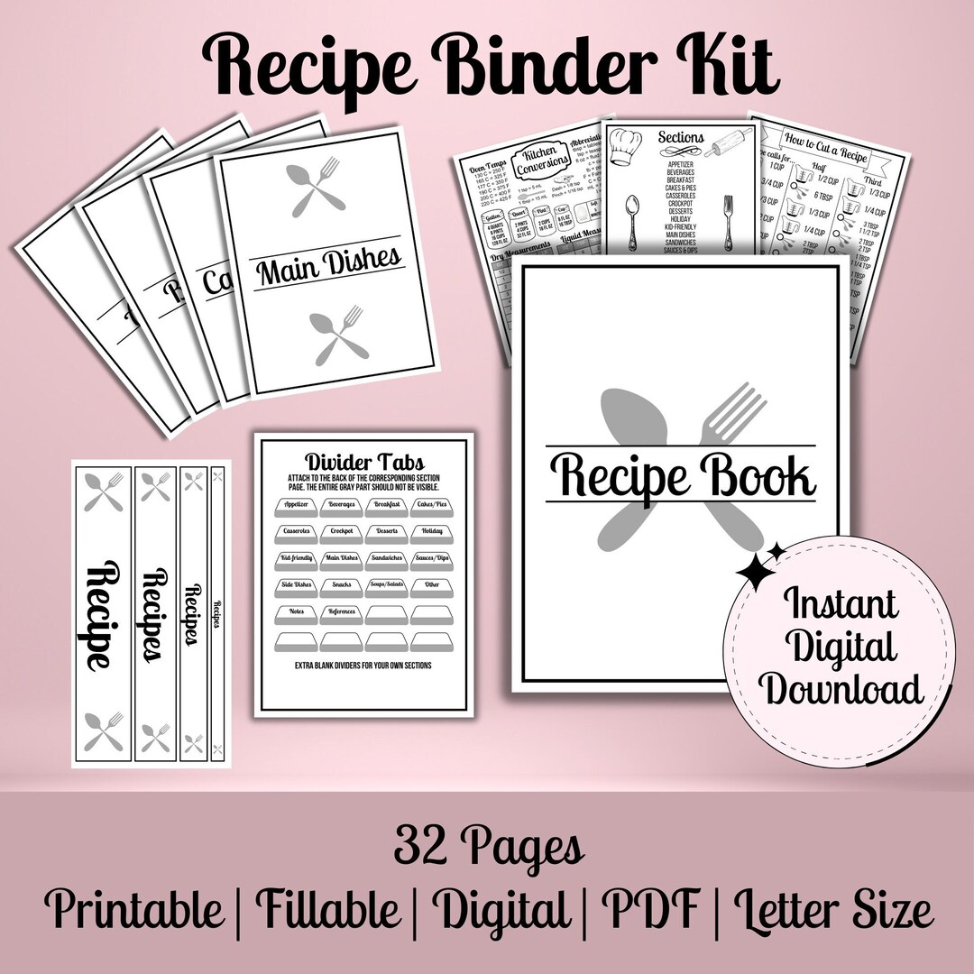 Printable Recipe Binder Kit - Etsy